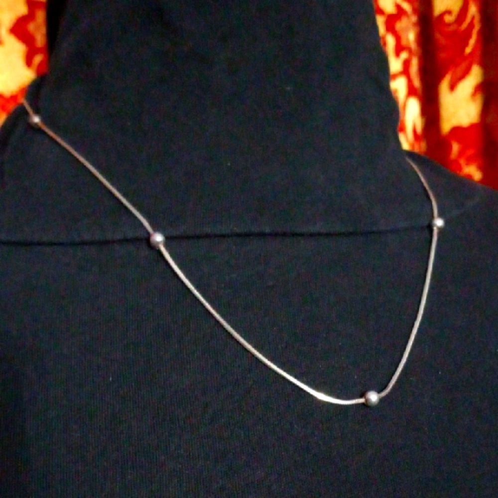 Elegant Italy 925 Sterling Silver Necklace with Beads